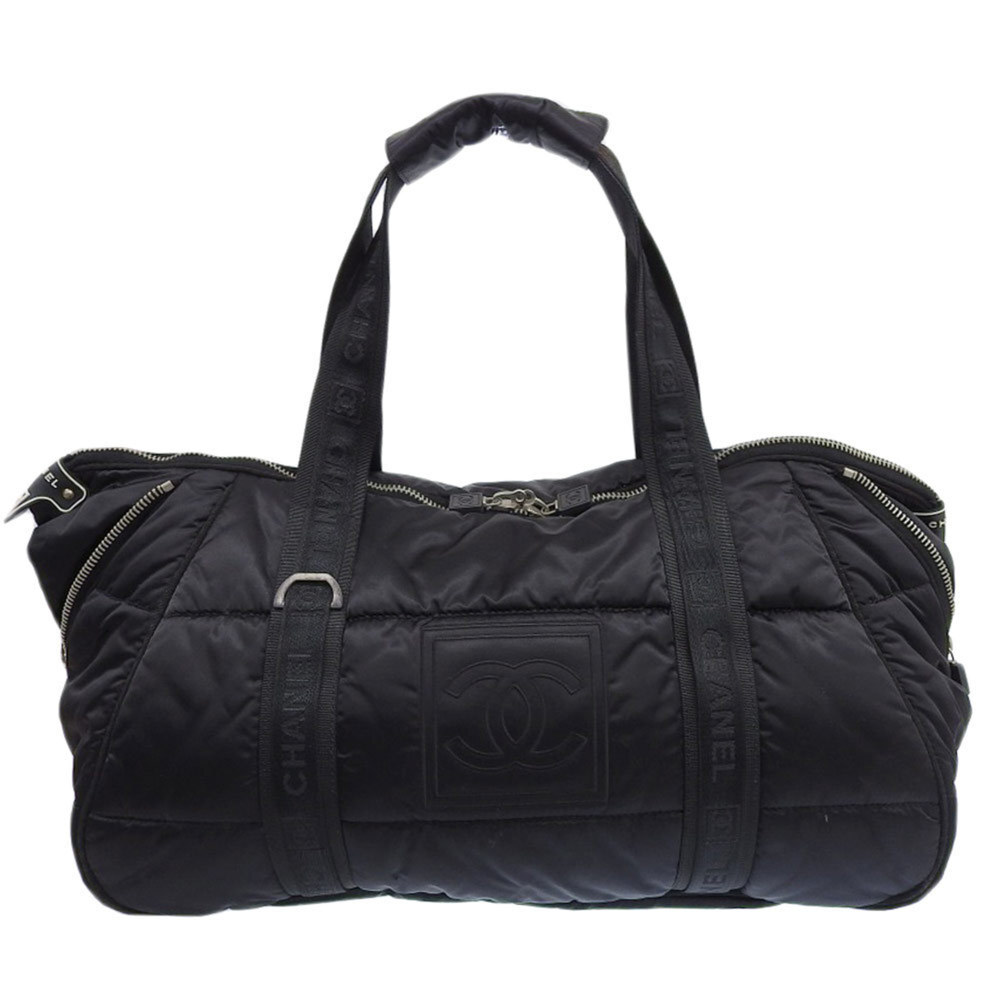 CHANEL Black Logo Boston Bag